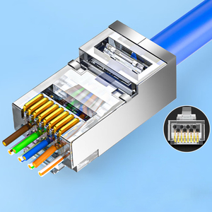 SAMZHE 10Pcs/Bag Shielding CAT6 8P8C Pass Through <strong>RJ45</strong> <strong>Connector</strong> 3u" Cat6 Ethernet Cable Copper Shell Modular Plug Hole 1.10mm - Product Image 3