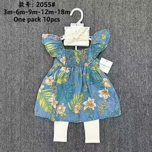 Groothandel 100% katoenen baby meisjes Europa Amerika stijl geprinte geruite prinsessenjurk broek haarband 2-delige zomerjurk set - Product Image 6
