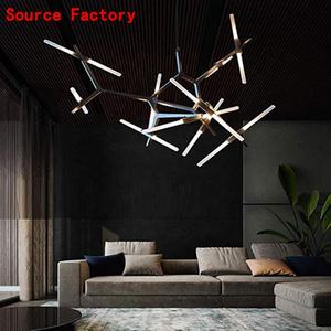 Lustre industriel moderne en acrylique LED à branches, luminaires suspendus DIY pour salon - Product Image 2
