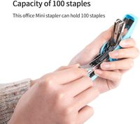 Agrafeuse manuelle Weishu, mini, à économie d'effort, capacité 12 feuilles, 100 agrafes, avec système de retrait intégré, bleue