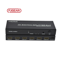 Commutateur matriciel FJGEAR FJ-4K204 2x4 HDMI avec télécommande, 2 en 4 sorties prend en charge 4K 60Hz, télécommande de routage de signal flexible