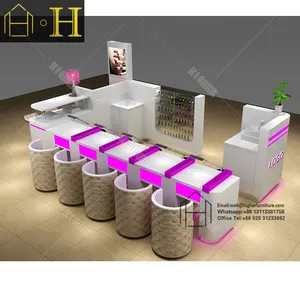 Salon Kiosk Indoor Nail Beauty Kiosks Stand Mall Nail Polish Station Nail Salon Kiosk For Manicure