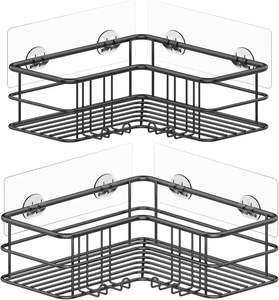Étagère d'angle murale sans perçage pour salle de bain, panier de rangement de haute qualité pour accessoires de douche - Product Image 2