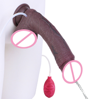 9,5 Zoll realistische bewegliche Spritz dildos für Männer Frauen Vaginal Anal Spiel Kaffee Silikon Penis Ejakulation spielzeug mit Saugnapf