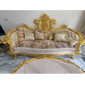 Canapé trois places en teck, mobilier de salon royal, design élégant avec coussins confortables - Product Image 1