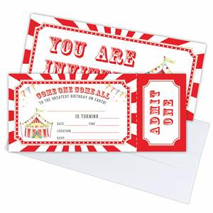 Vamos, vamos, todas las <span class=keywords><strong>entradas</strong></span> de invitación de carnaval, invitaciones de cumpleaños de circo vintage con sobres para recuerdo de fiesta de cumpleaños - Product Image 6