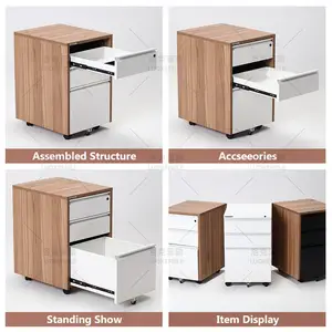 Pedestal Under Desk Slimline Office Furniture Beauty Black Movable Side Steel Filing 2 3 Drawer Storage Mobile Metal Pedestal Cabinet