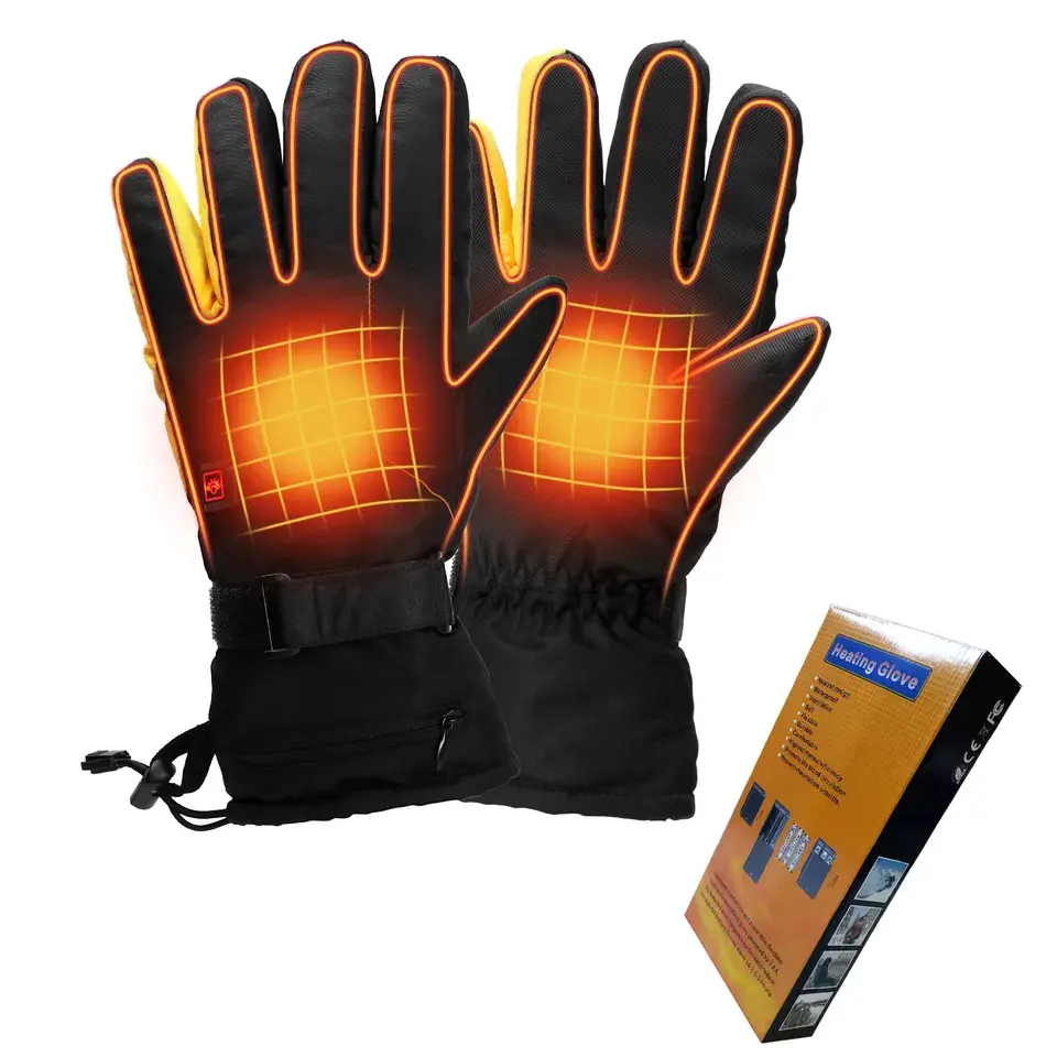 Winter Warm Waterproof Heat Ski Thin Work Warehouse Glove Liners Hand Warmer 7.4V Rechargeable Battery Electric Heated Gloves