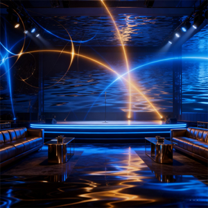 Papel Tapiz Abstracto con Reflejo de Agua <span class=keywords><strong>Azul</strong></span> Neón y Dorado, Arte Moderno y Futurista, Decoración de Pared Impermeable - Product Image 3