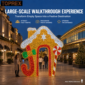 Arche lumineuse géante TOPREX en forme de maison en pain d'épices pour entrée de centre commercial, idéale pour les photos de Noël, les événements commerciaux et les projets d'affichage festifs - Product Image 1
