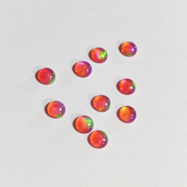 Factory Price Lab Grown Fire Opal Beads for Crafting Nebula Colorful Gemstone Loose Round Cabochons for Jewelry Making