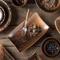 Service de table en porcelaine émaillée MG VILLAGE Japandi à motif végétal avec ustensiles pour servir des sushis et des sashimis