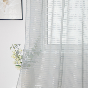 Cortina <span class=keywords><strong>de</strong></span> Voile Transparente con Rayas <span class=keywords><strong>de</strong></span> Hilo Metálico Plateado XinLan, Tratamiento <span class=keywords><strong>de</strong></span> Ventana Semi-Transparente - Product Image 4