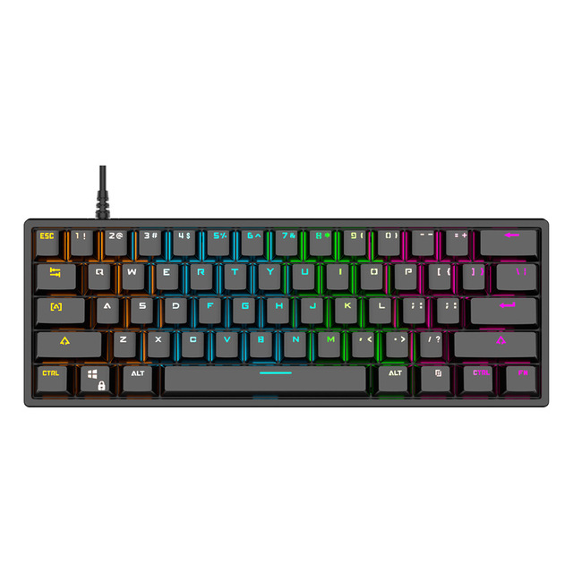 Wholesale New RGB Mechanical Keyboard 61 Keys Wired Backlit Gaming Desktop USB Interface Cyan Axis with Backlight