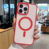 Housse de téléphone personnalisé tendance Macaron couleur bord antichoc anti-chute avec charge magnétique pour iPhone 12 13 14 15 16 Pro Max Plus