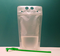 Sac à boisson transparent jetable universel pour boissons chaudes et froides sac à jus à emporter auto-scellant sac à main en plastique avec paille