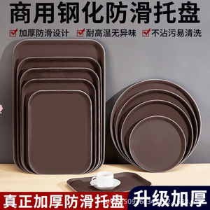 Tempered Glass Non Slip <b>Large</b> Round <b>Tray</b> For Hotels Restaurants Bars KTVs Commercial Use Solid Color - Product Image 5