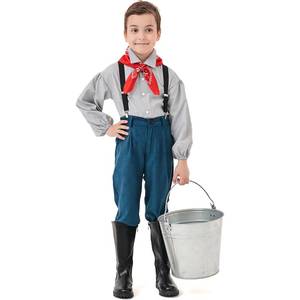 Disfraz de Niño Colonial con Pantalones de Tirantes Negros a Rayas, Estilo Pionero Victoriano, para Representaciones Escénicas, Halloween, Cosplay y Fiestas - Product Image 5