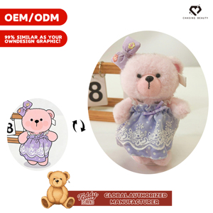 Light purple Polka Dot Lace Neck Hanging Princess Dress Plush Teddy Bear Toy Baby <strong>Clothes</strong> - Product Image 2