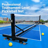 Filet de pickleball portable professionnel de niveau tournoi avec roues, tendeur à treuil et cadre en acier – Idéal pour l'entraînement et le divertissement