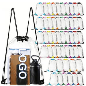 IDEA GIFT Promotional Custom Logo Storage Outdoor Draw String Bag Sport <b>Backpack</b> <b>Drawstring</b> Gym Bags transparent PVC bag - Product Image 1