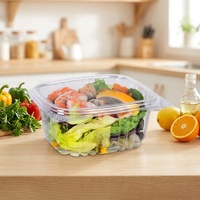 Contenants transparents en PET/rPET pour salades de fruits, 16 oz, jetables, emballage à emporter, boîte pour salades, directement de l'usine
