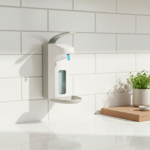 Distributeur de savon mousse manuel à long levier en ABS blanc de 500 ml avec bac d'égouttement pour salle de bain d'hôtel, design moderne - Product Image 3