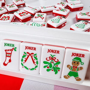 Jeu <span class=keywords><strong>de</strong></span> Mahjong Américain en Acrylique à Motifs <span class=keywords><strong>de</strong></span> Dessins Animés Mignons pour Noël, Boîte Cadeau avec Motifs <span class=keywords><strong>de</strong></span> Traîneau, Jeu <span class=keywords><strong>de</strong></span> <span class=keywords><strong>Table</strong></span> pour Offrir en Cadeau aux Amis lors des Fêtes - Product Image 1