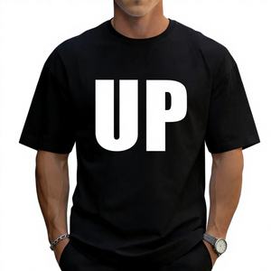 Envío Rápido en EE. UU. Camiseta Casual Vintage de Algodón de Manga Corta para Hombre, 180 Gramos, Teñida en la Prenda, con Estampado 'Never Quit', Ecológica - Product Image 1