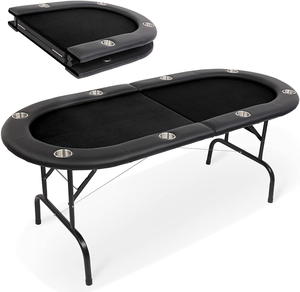 Table de casino de poker pliable portable à 10 joueurs avec rail rembourré pour séances de jeu Mahjong - Product Image 6