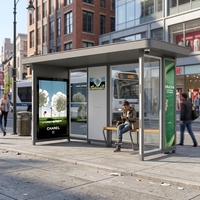 Abri d'arrêt de bus intelligent avec affichage des horaires intégré et prises USB