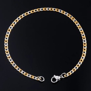 1pc <span class=keywords><strong>Bracelet</strong></span> unisexe en <span class=keywords><strong>acier</strong></span> <span class=keywords><strong>inoxydable</strong></span> plaqué or, chaîne cubaine, couleur argent et or, bijoux tendance style punk - Product Image 4