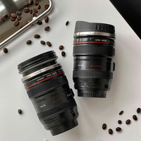 Tasses à eau et à café isothermes en acier inoxydable à double paroi, personnalisées, pour objectifs d'appareil photo reflex numérique