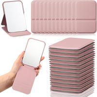 Miroir de maquillage de poche promotionnel rectangulaire rose pliable simple face compact et portable Winway