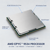 EPYC Gold 9474F/9175F/9335/9354/9534 untuk Prosesor CPU Server Soket P Baru 64 Core 96 Thread 4.1 GHz Server