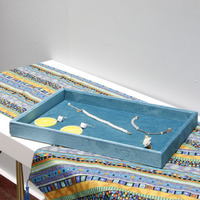 Plateau de présentation de bijoux TaiYi, élégant plateau de présentation de bijoux en velours bleu clair, plateau empilable pour collier et bague, organisateur de bijoux