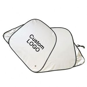 Pare-soleil de pare-brise avant personnalisé Yy790 en polyester anti-UV, double pare-soleil pliable avec logo, 2 pièces pour voiture - Product Image 1