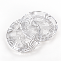 Plateau à collation polyvalent en verre transparent, assiette à dessert géométrique pressée pour la restauration hôtelière, les cafés et la table quotidienne.