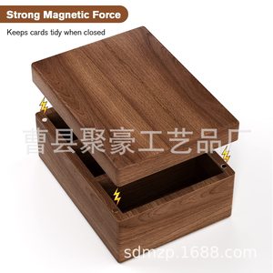 Caja organizadora de documentos de madera maciza con compartimentos para almacenamiento en el escritorio y clasificación de tarjetas - Product Image 5