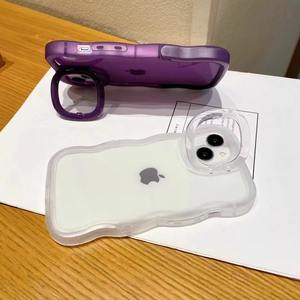 Adecuado para iPhone16 15 <span class=keywords><strong>pro</strong></span> <span class=keywords><strong>AMX</strong></span> Borde de onda transparente simple Banco invisible soporte doble TPU carcasa blanda anticaída - Product Image 6