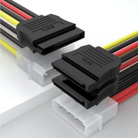 Cable de extensión de fuente de alimentación de disco duro de 4 pines IDE Molex a 2 Serial ATA SATA Y Splitter Conector de cable adaptador de disco duro dual