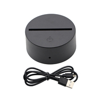 Moderne 3D LED Veilleuse Rectangulaire 5V Rechargeable Base Effet Craquelé Chaud Alimenté par Batterie Circulaire Lune ABS Noir Blanc