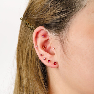 ROXI Fashion 6 pièces/ensemble Boucles d'oreilles clous en zircon étincelant pour femme, petites boucles d'oreilles piercing - Product Image 3