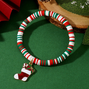 Venta caliente moda unisex alfabeto cuentas de cobre hecho a mano arcilla polimérica de colores joyería pulseras con cuentas para vacaciones de Navidad - Product Image 5