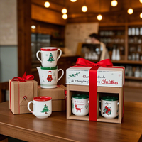 Ensemble de tasses en céramique pour festival sur le thème de Noël moderne en porcelaine écologique pour le café, le thé, l'eau et le lait à la maison Design mignon