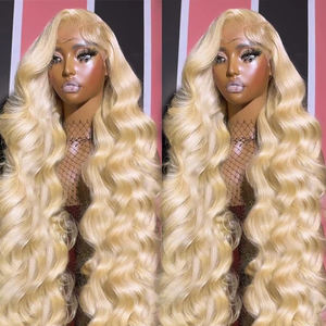 250 densidad 13X6 HD peluca Frontal de encaje, 100% pelucas de pelo crudo sin procesar cutículas alineadas, pelucas rubias europeas 613 prearrancadas - Product Image 1