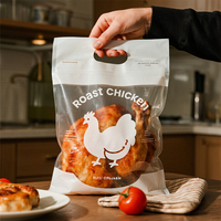 Pochette à fermeture éclair à impression personnalisée anti-buée rôtissoire emballage de poulet rôti grillé avec fenêtre emballage alimentaire de viande charcuterie