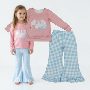 Ensemble de vêtements de Noël pour bébés filles, manches longues, broderies, nœuds, motif arbre - Product Image 2