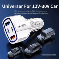 53W 30W 3 ports 4 ports Type C PD 20W QC 3.0 chargeur de voiture rapide double USB chargeant des voitures Led 12v-24v chargeur de voiture de voyage plus léger