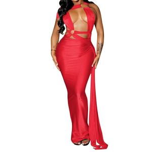 Robes moulantes à bretelles élastiques et découpes circulaires pour femmes – Tendance - Product Image 1